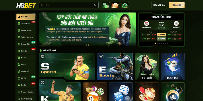 Click vào nút đăng ký hbbet ở góc phải màn hình website