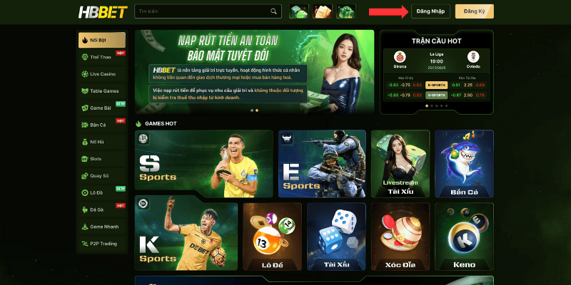 Các bước đăng nhập cụ thể tại Hbbet