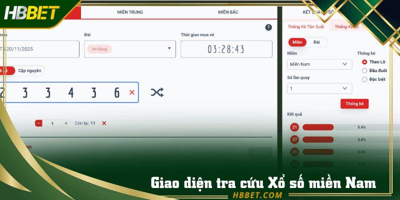 Giao diện tra cứu kết quả xổ số miền nam đơn giản dễ dùng
