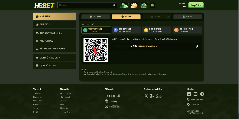 Hướng dẫn nạp tiền từ sàn tiền ảo