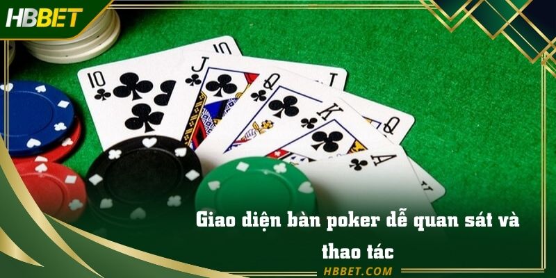 Giao diện bàn poker dễ quan sát và thao tác
