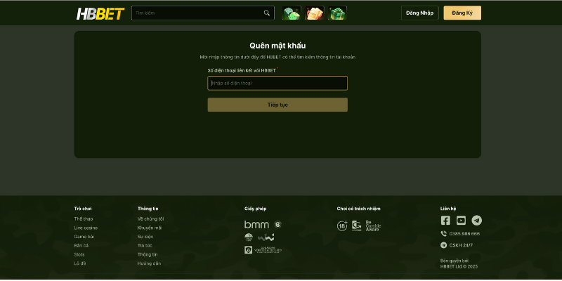 Cách xử lý khi quên mật khẩu hbbet