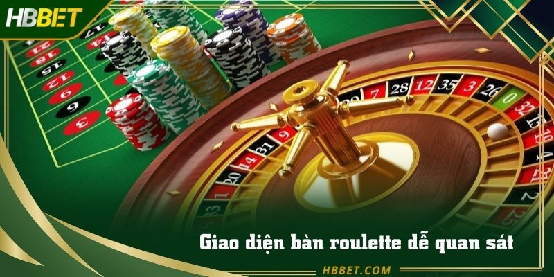 Giao diện bàn roulette dễ quan sát